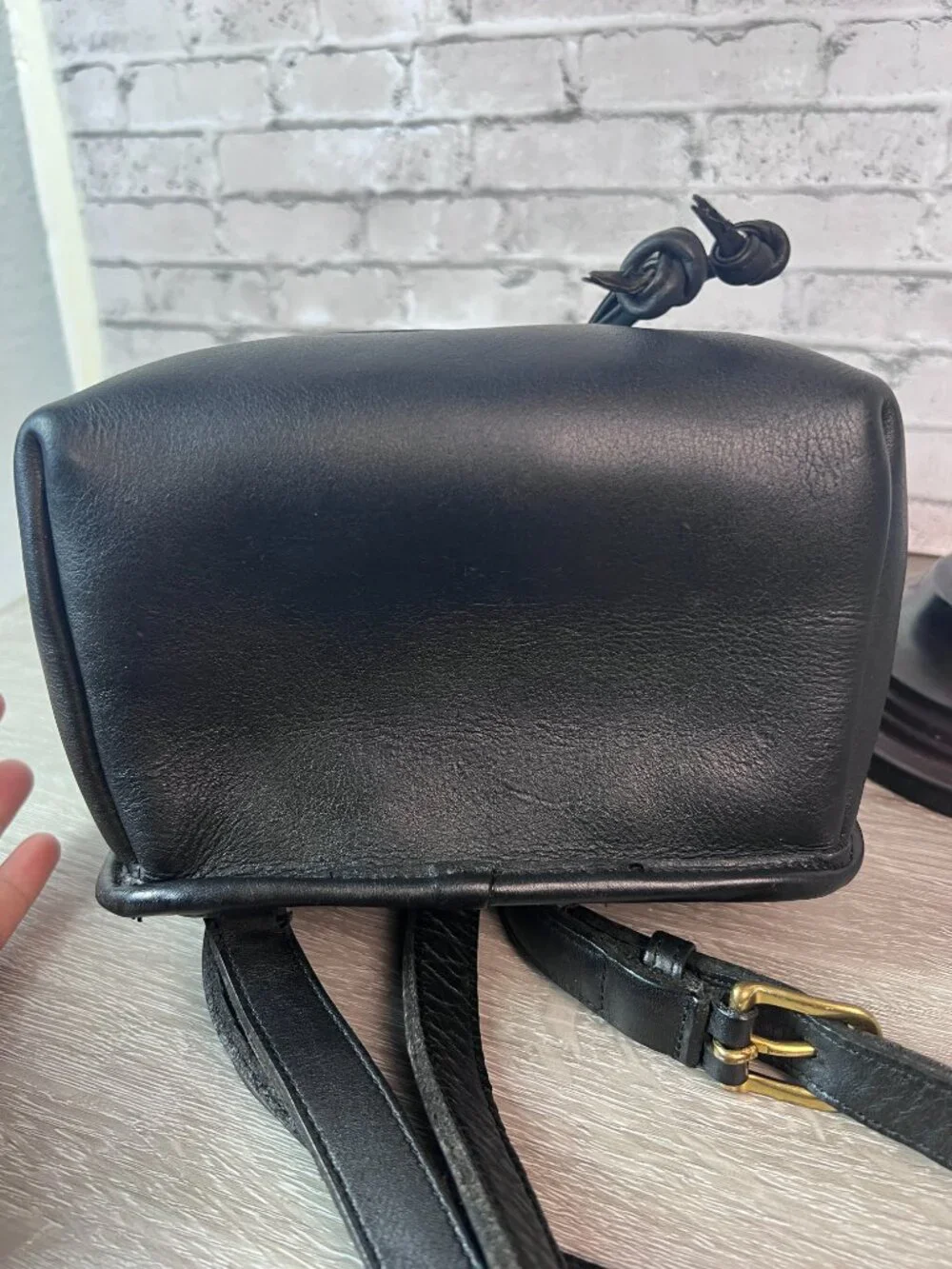 Vintage OLD COACH Backpack Bag Leather Turn Lock Black 9960